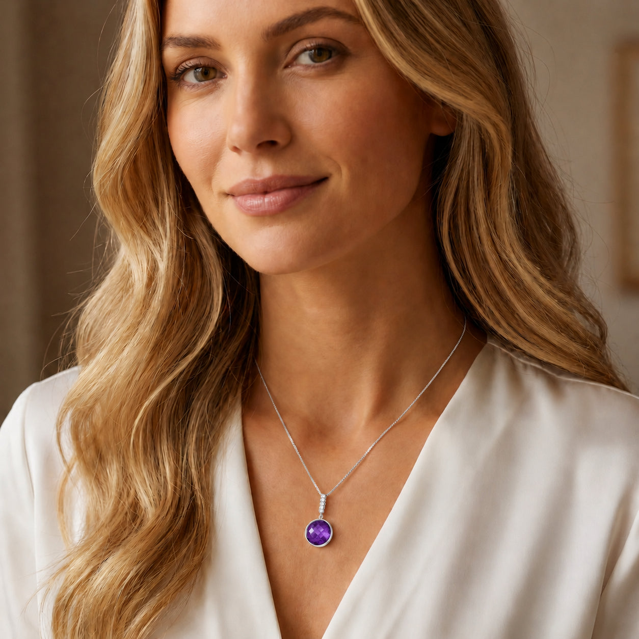 White Gold Pendant Necklace Ruby 10K — Alida