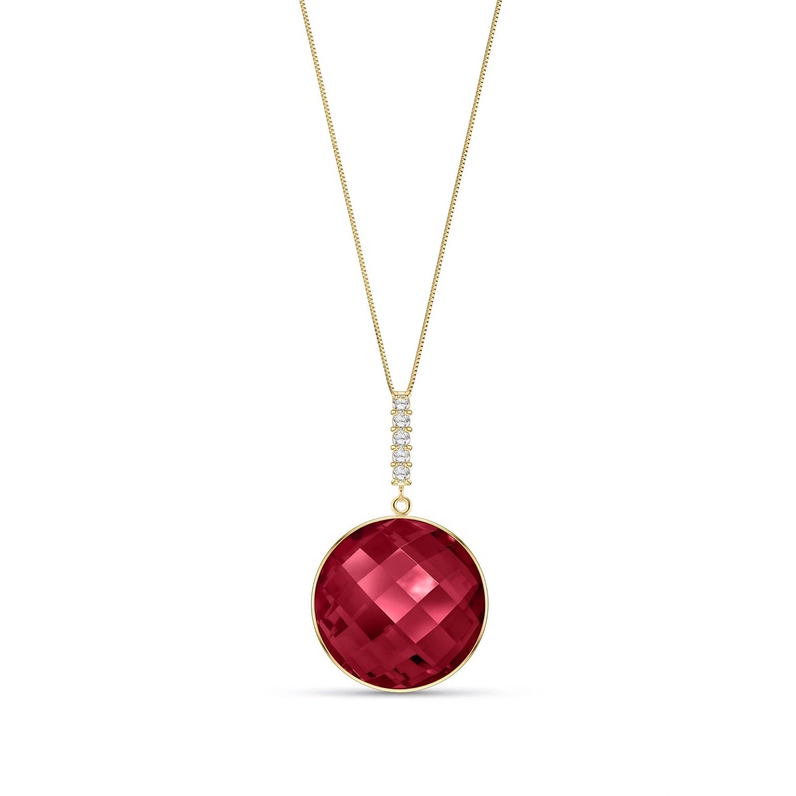 Yellow Gold Pendant Necklace Ruby 10K — Alida