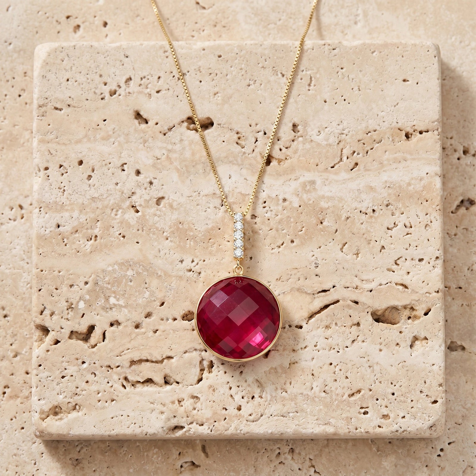 Yellow Gold Pendant Necklace Ruby 10K — Alida