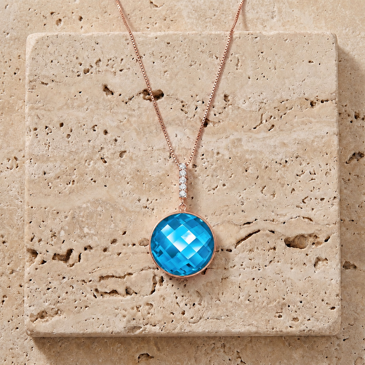 Rose Gold Pendant Necklace Sapphire 10K — Alida