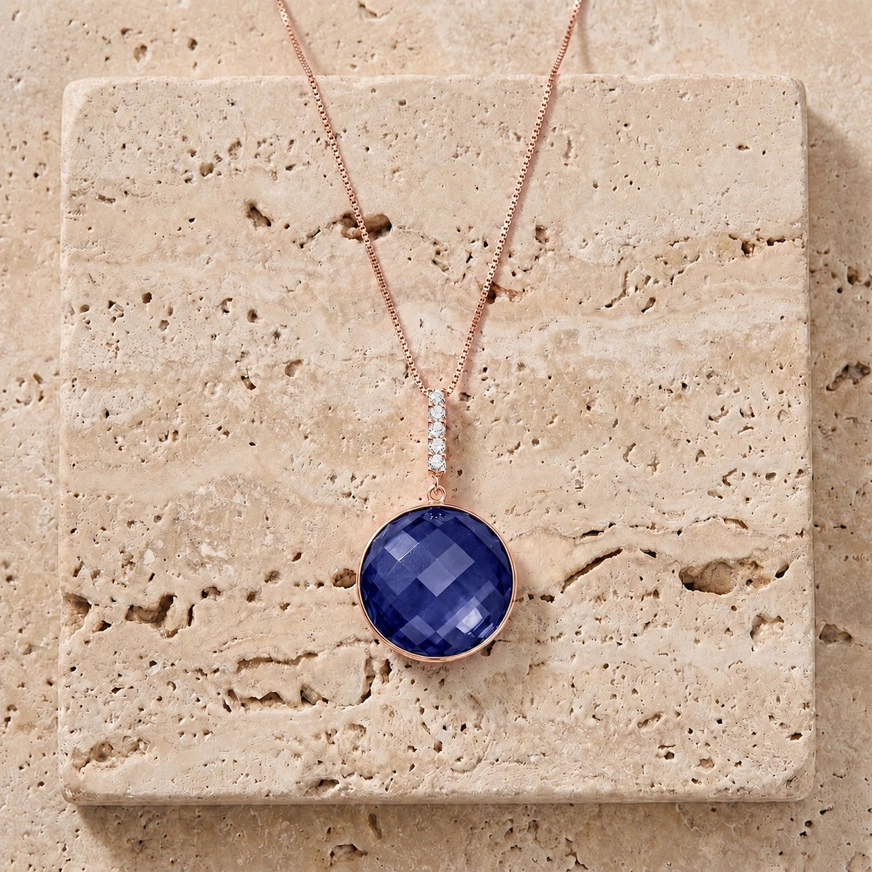 Rose Gold Pendant Necklace Sapphire 10K — Alida