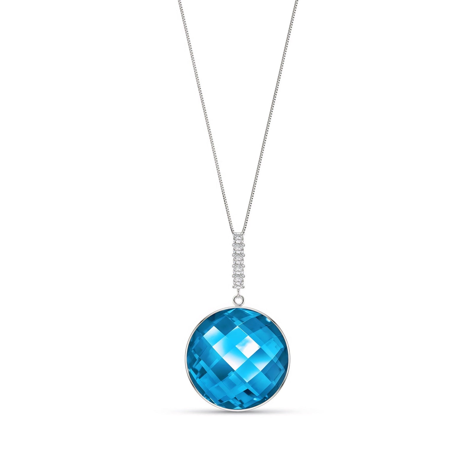 White Gold Pendant Necklace Sapphire 10K — Alida