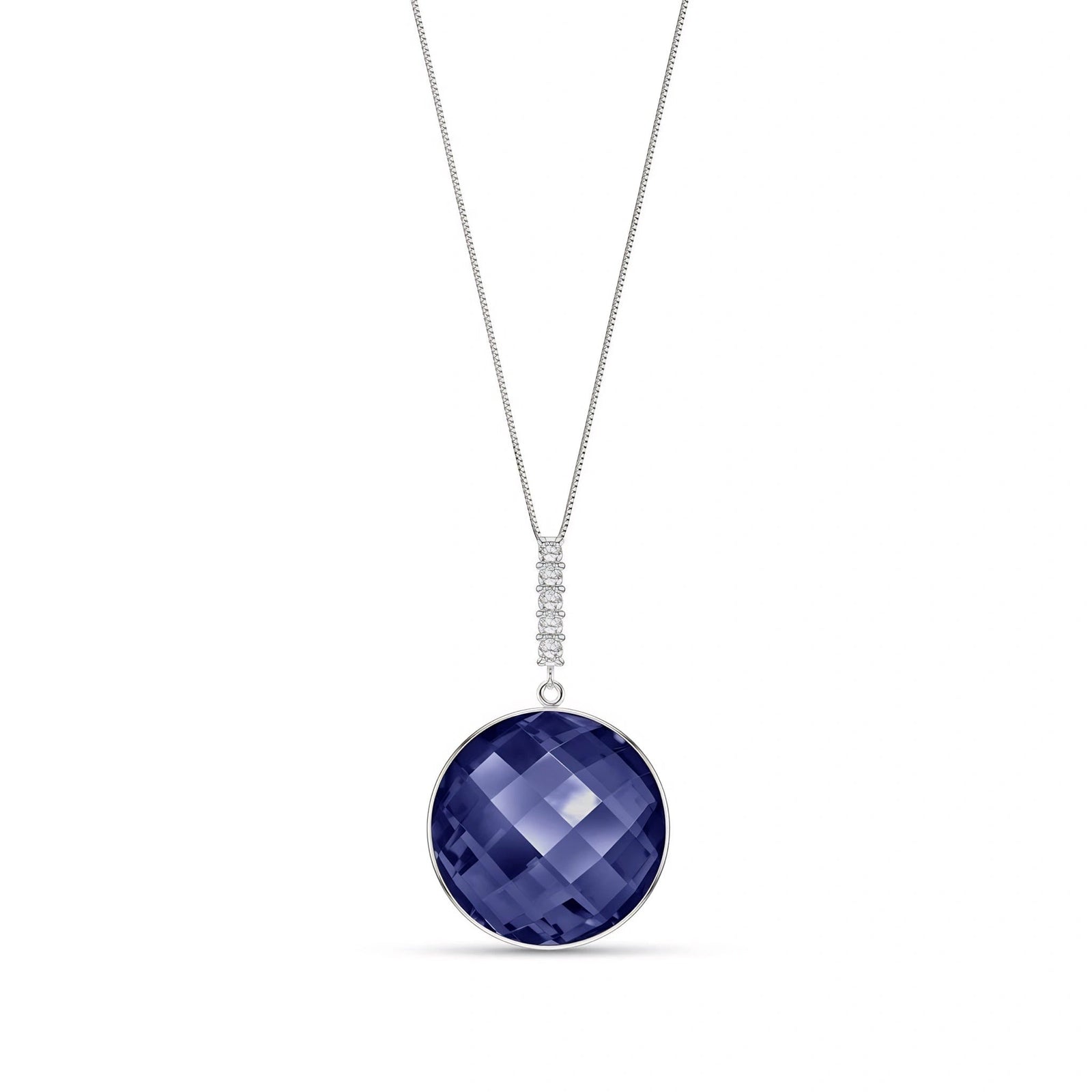 White Gold Pendant Necklace Sapphire 10K — Alida