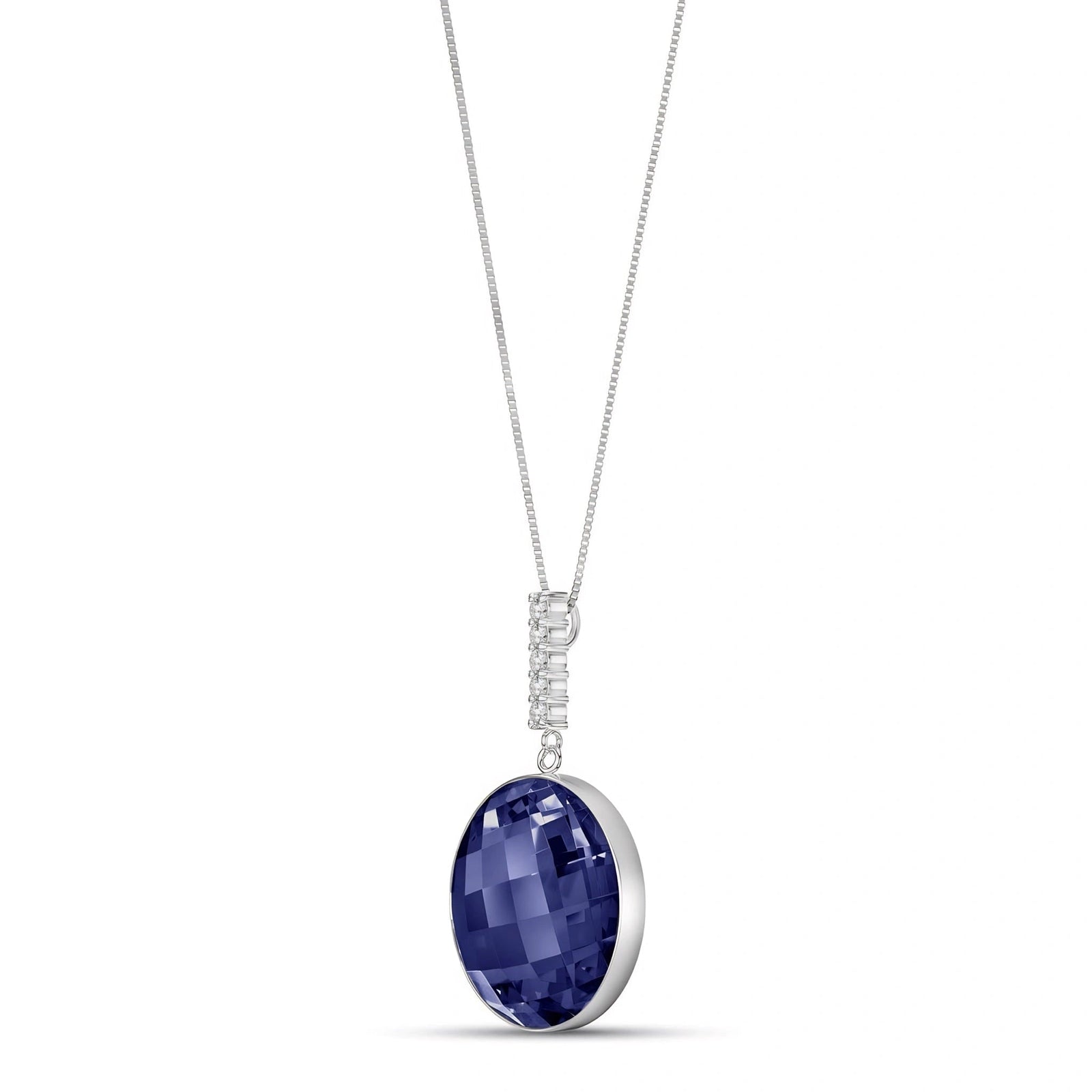 White Gold Pendant Necklace Sapphire 10K — Alida