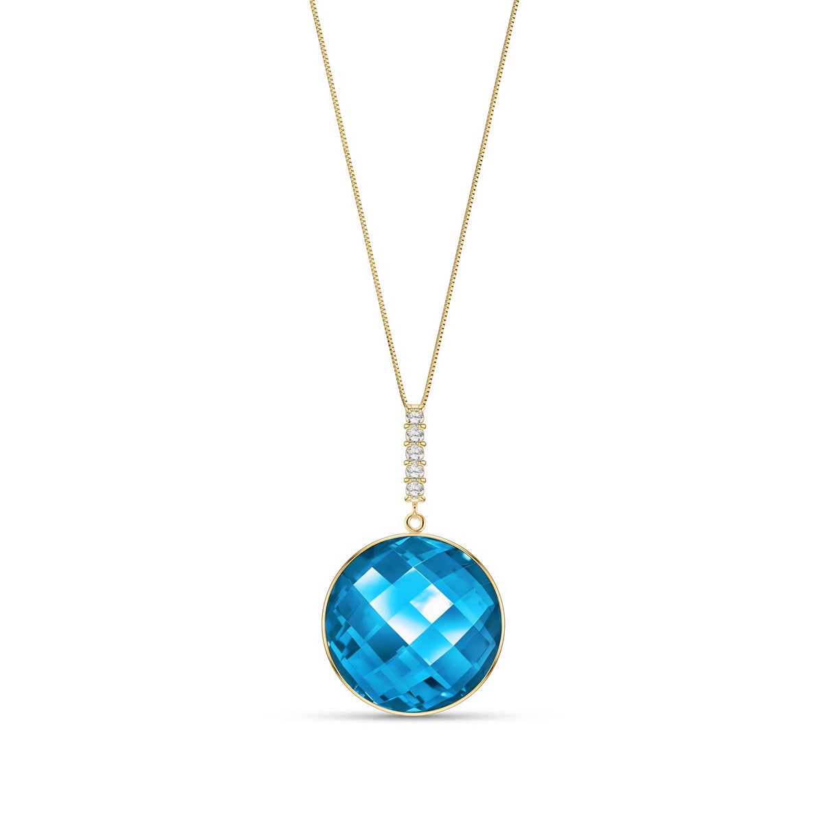 Yellow Gold Pendant Necklace Sapphire 10K — Alida