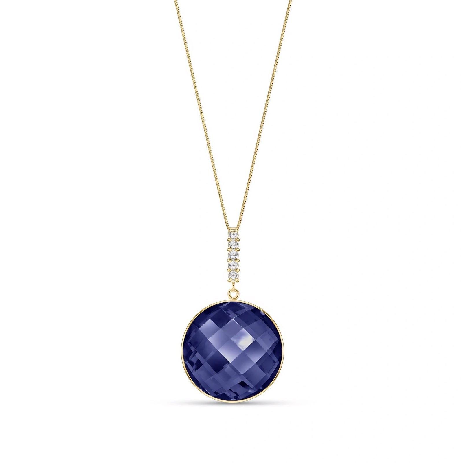 Yellow Gold Pendant Necklace Sapphire 10K — Alida