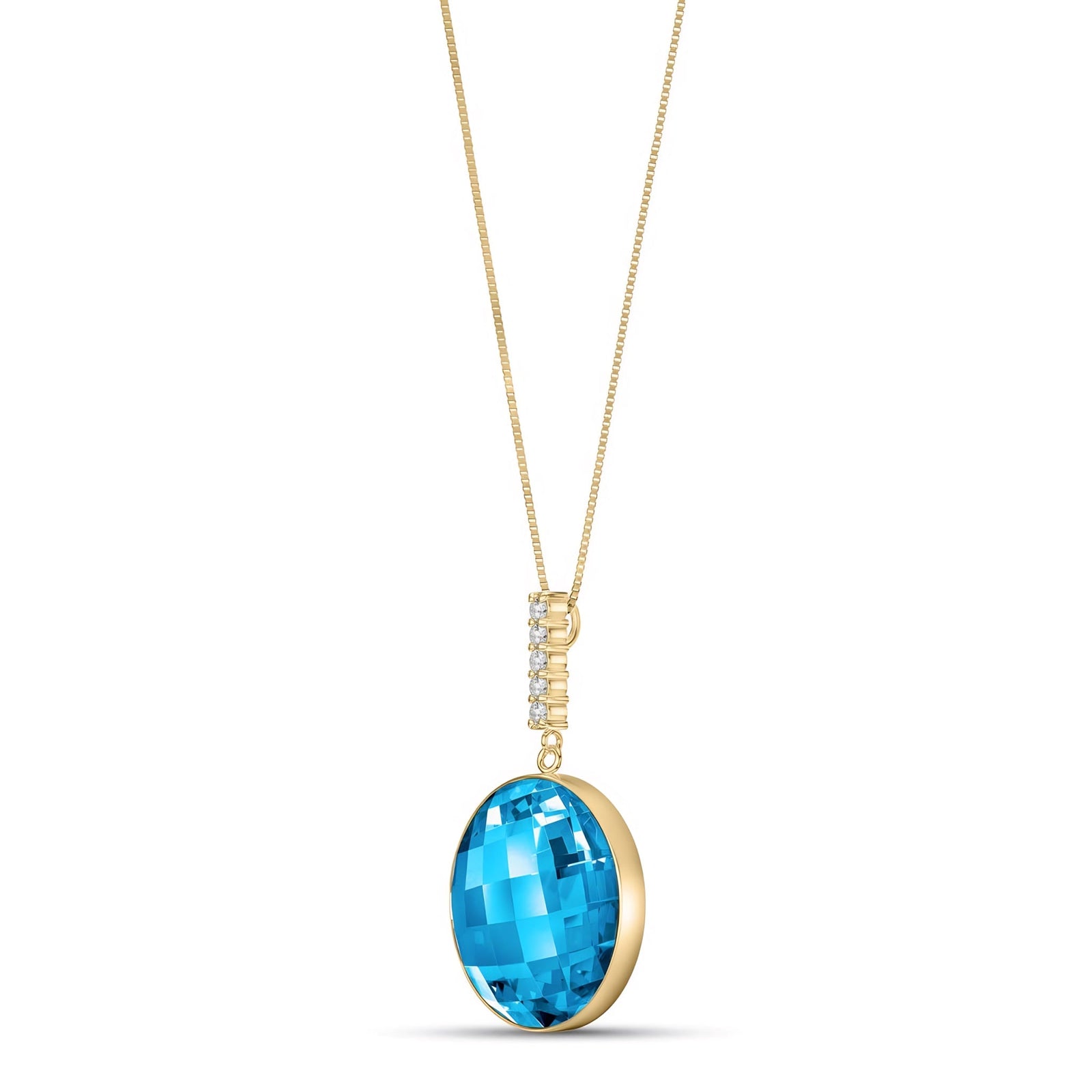 Yellow Gold Pendant Necklace Sapphire 10K — Alida