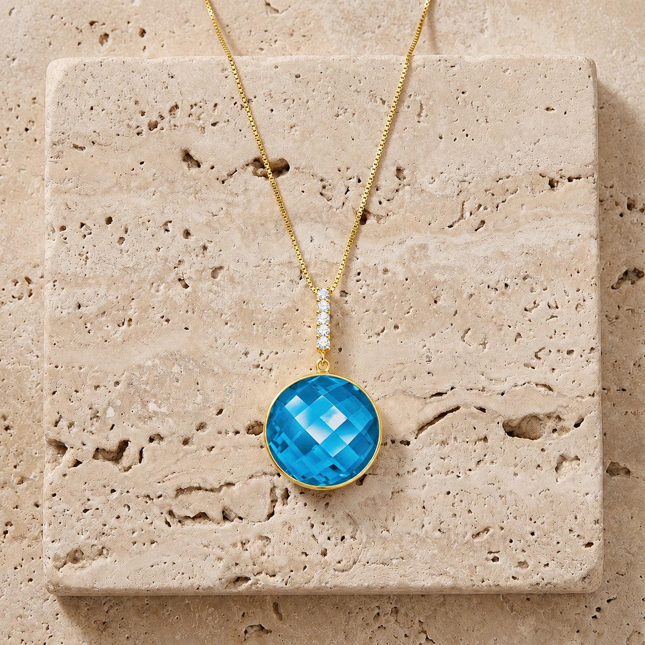 Yellow Gold Pendant Necklace Sapphire 10K — Alida