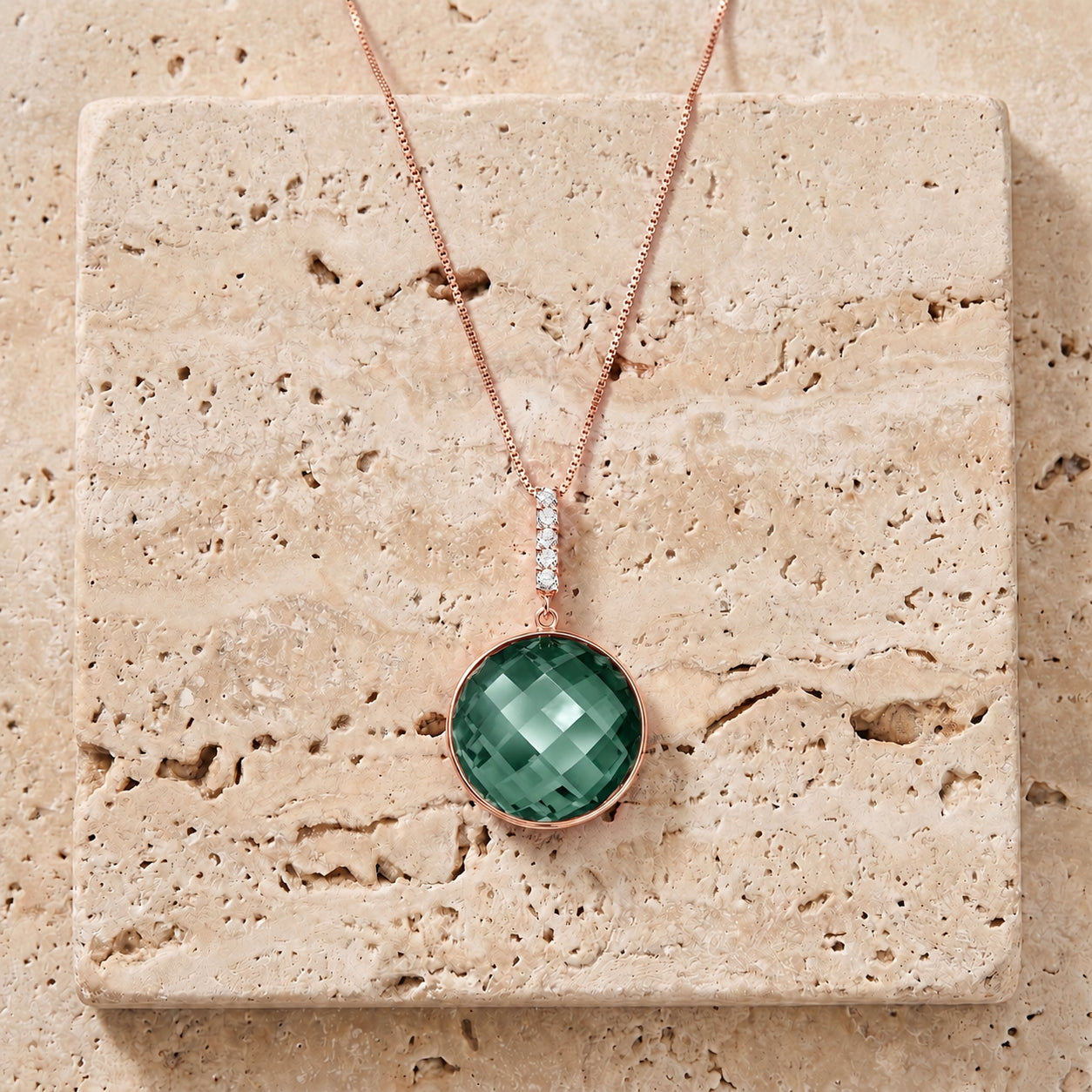 Rose Gold Pendant Necklace Diamond 10K — Alida