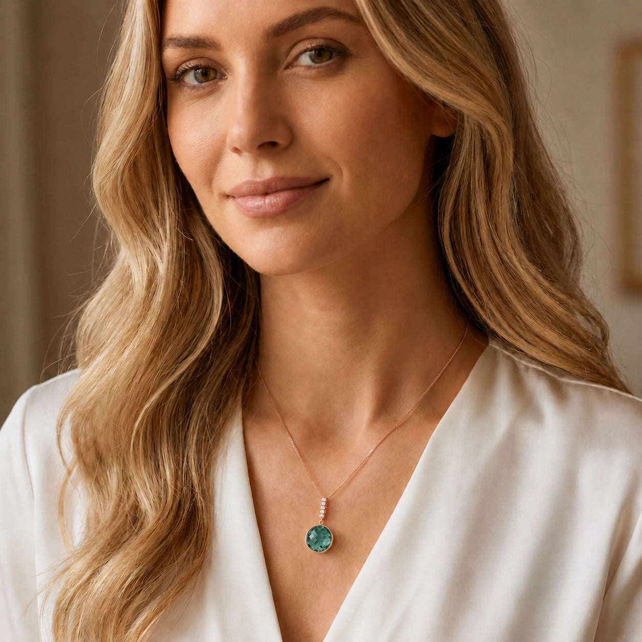 Rose Gold Pendant Necklace Diamond 10K — Alida