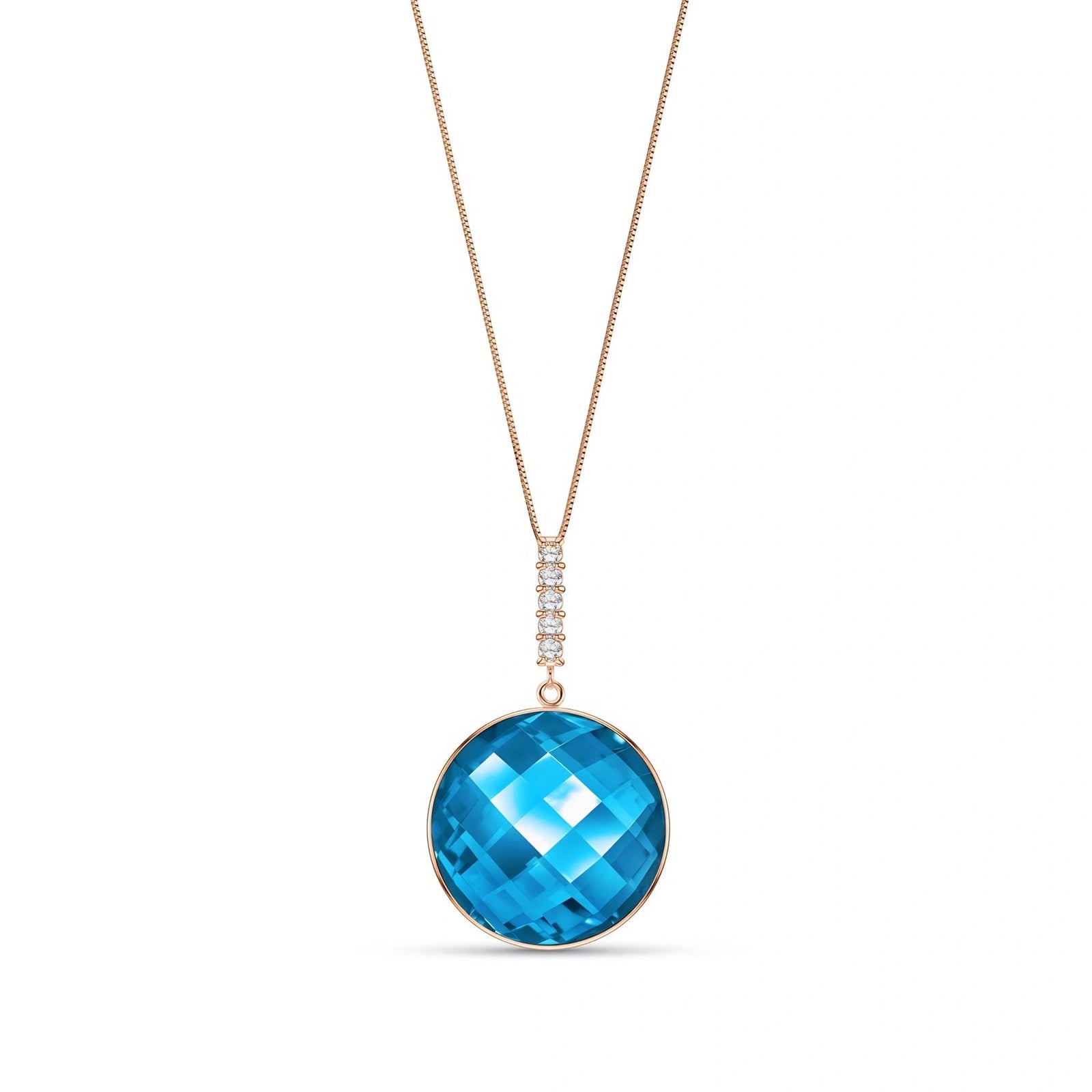 Rose Gold Pendant Necklace Blue Topaz 10K — Alida
