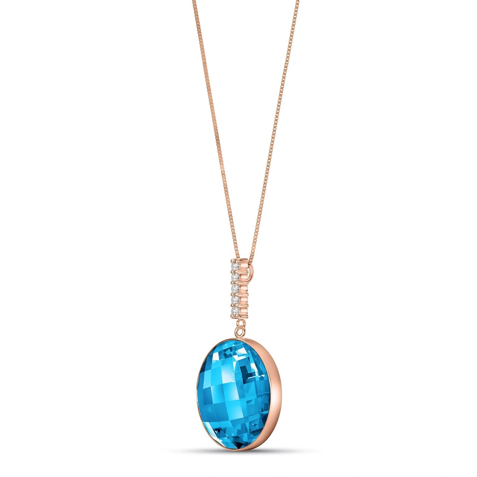 Rose Gold Pendant Necklace Blue Topaz 10K — Alida