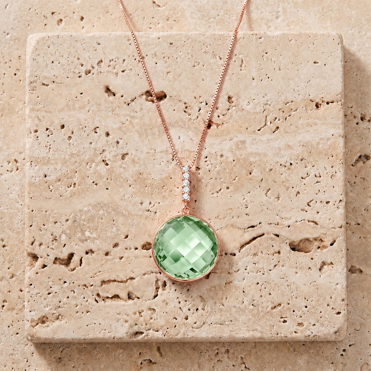 Rose Gold Pendant Necklace Blue Topaz 10K — Alida