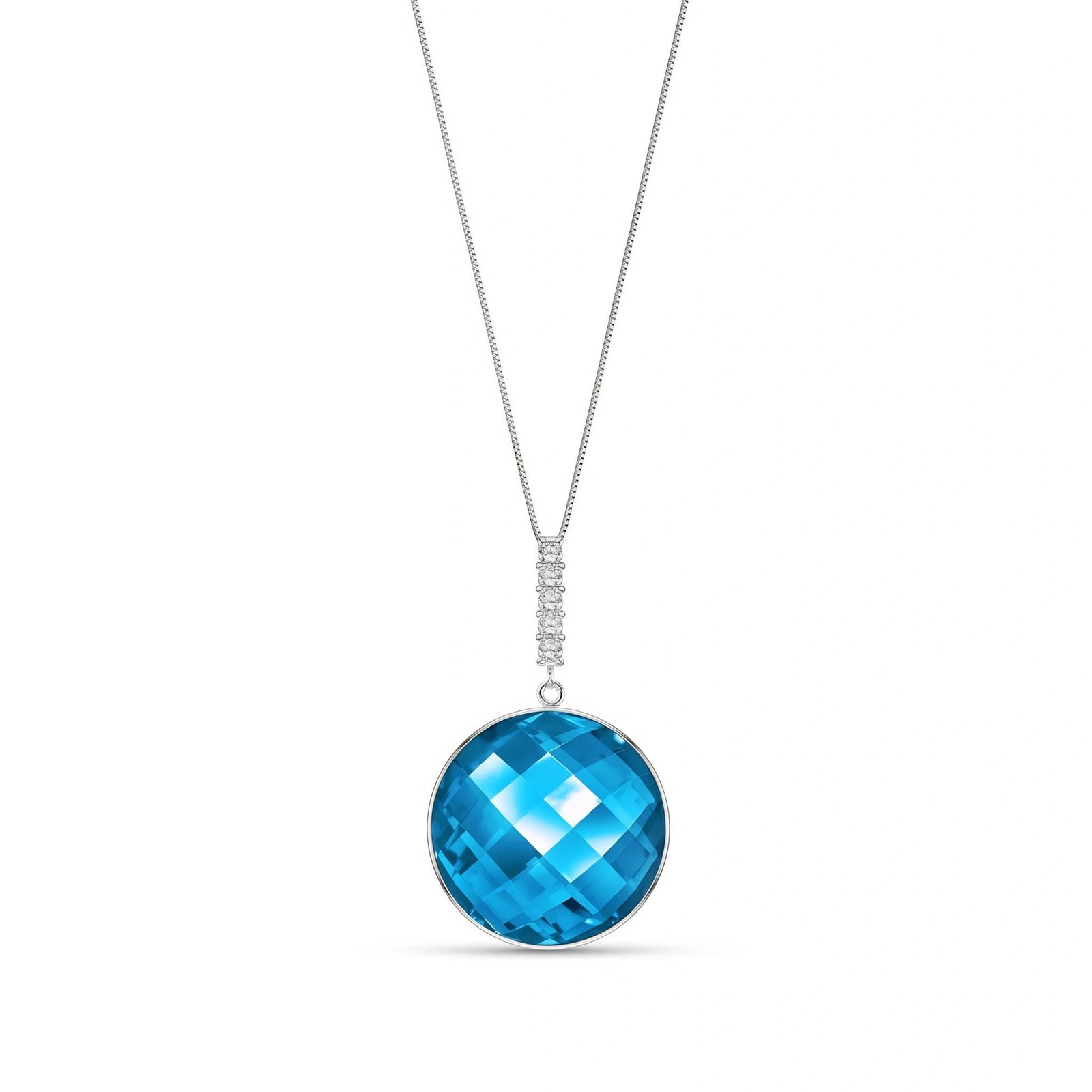 White Gold Pendant Necklace Blue Topaz 10K — Alida
