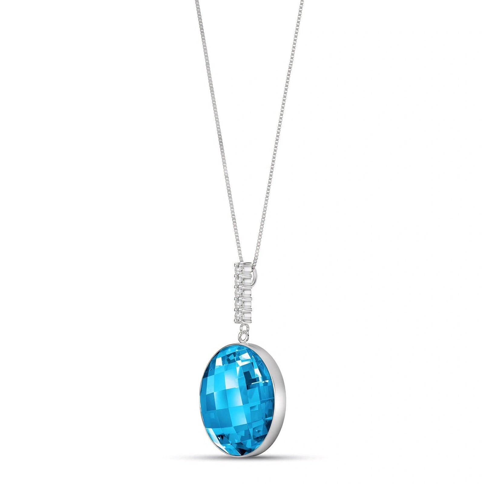 White Gold Pendant Necklace Blue Topaz 10K — Alida