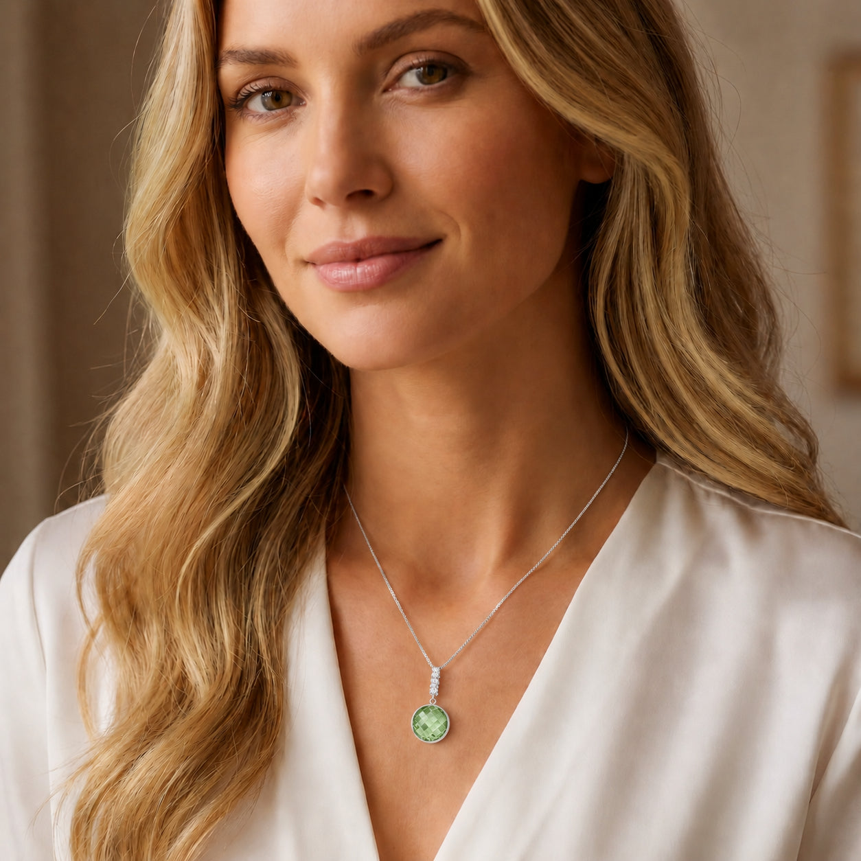 White Gold Pendant Necklace Blue Topaz 10K — Alida