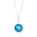 Yellow Gold Pendant Necklace Blue Topaz 10K — Alida