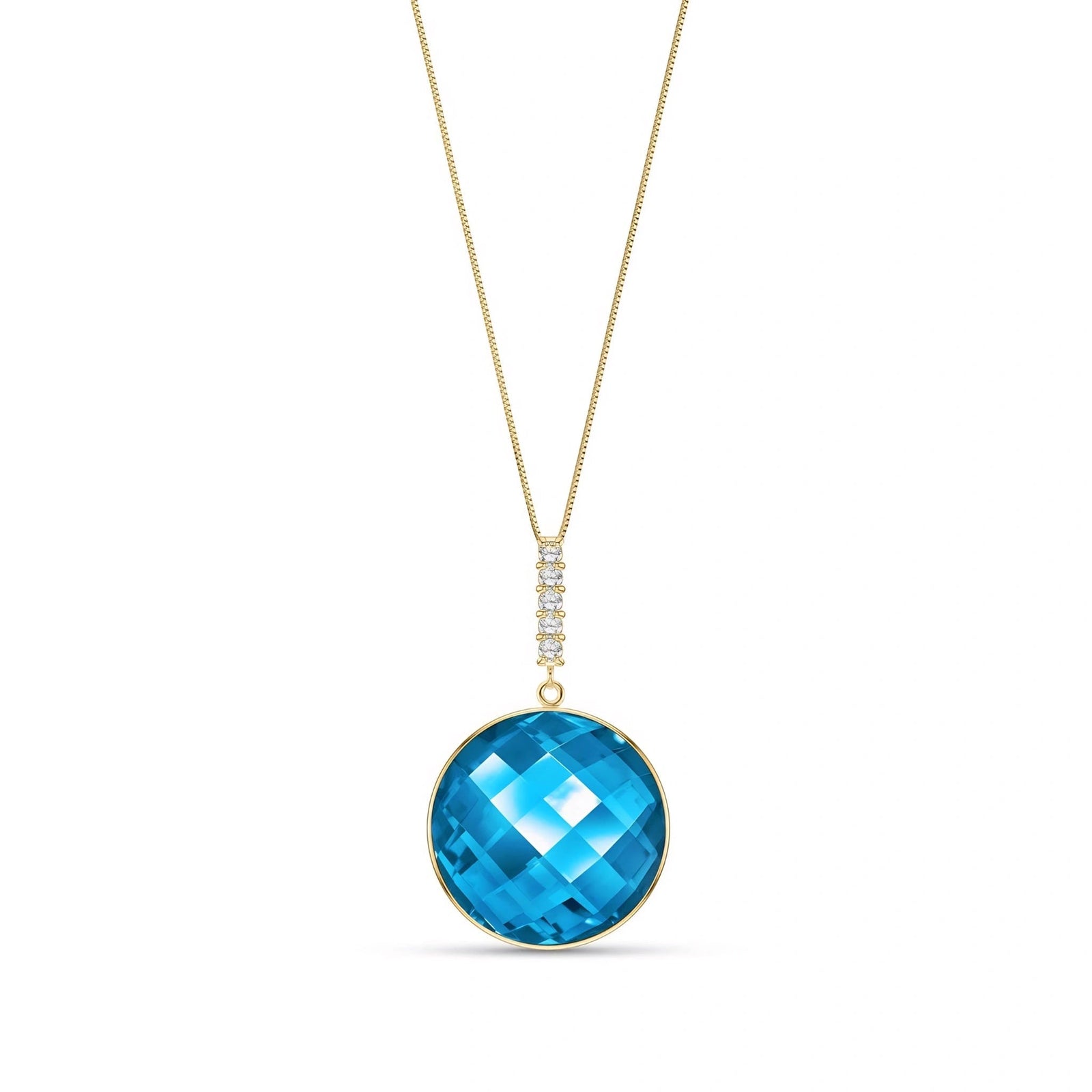 Yellow Gold Pendant Necklace Blue Topaz 10K — Alida