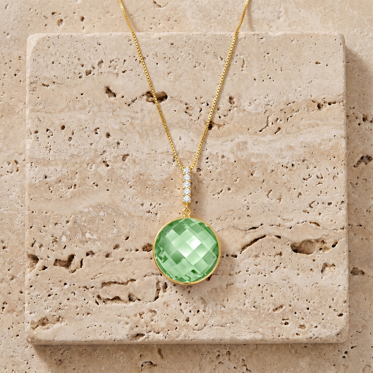 Yellow Gold Pendant Necklace Blue Topaz 10K — Alida