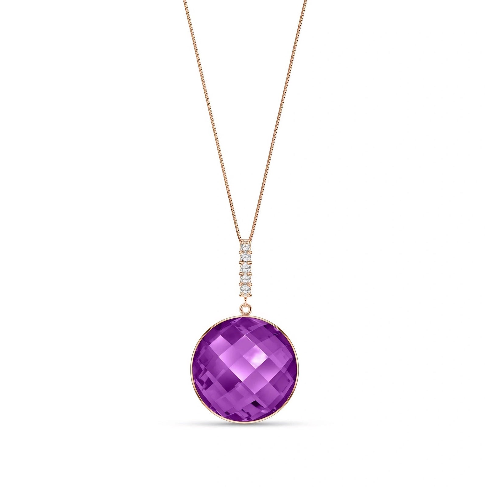 Rose Gold Pendant Necklace Amethyst 10K — Alida