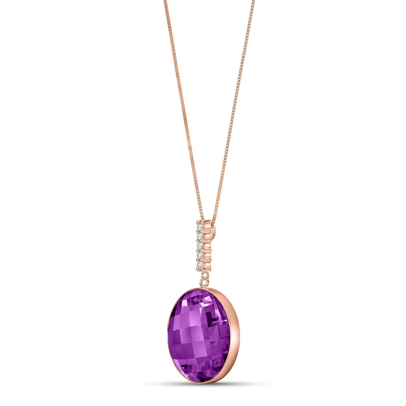 Rose Gold Pendant Necklace Amethyst 10K — Alida