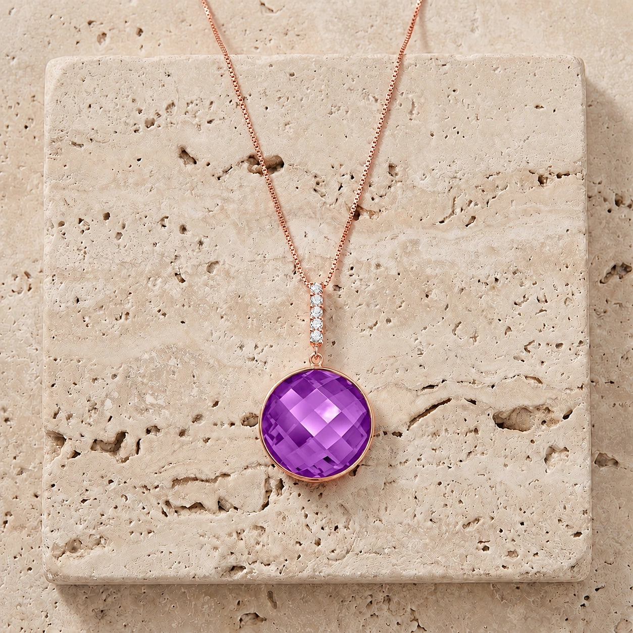 Rose Gold Pendant Necklace Amethyst 10K — Alida