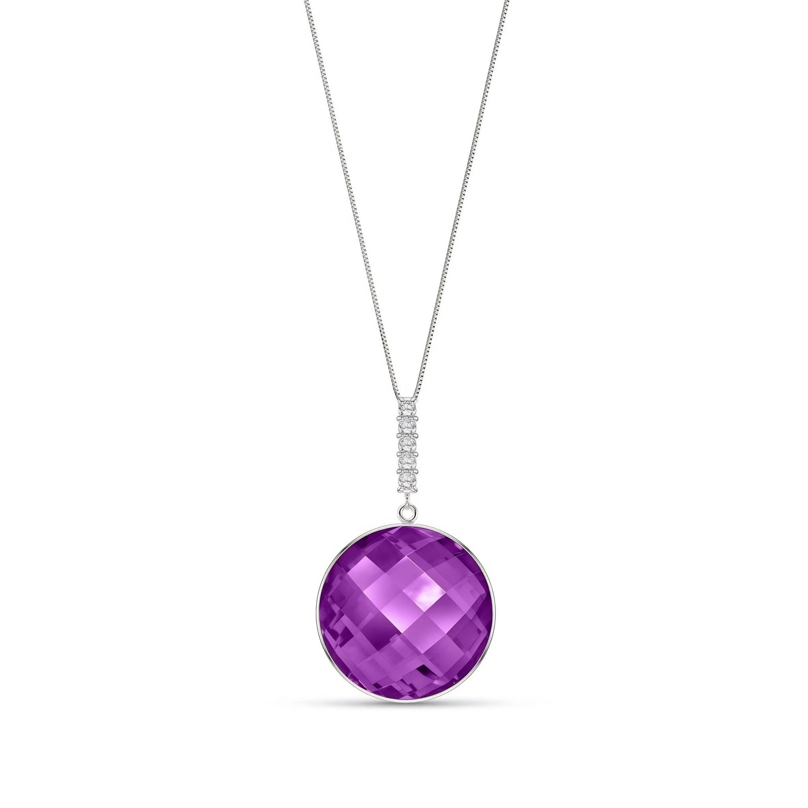 White Gold Pendant Necklace Amethyst 10K — Alida