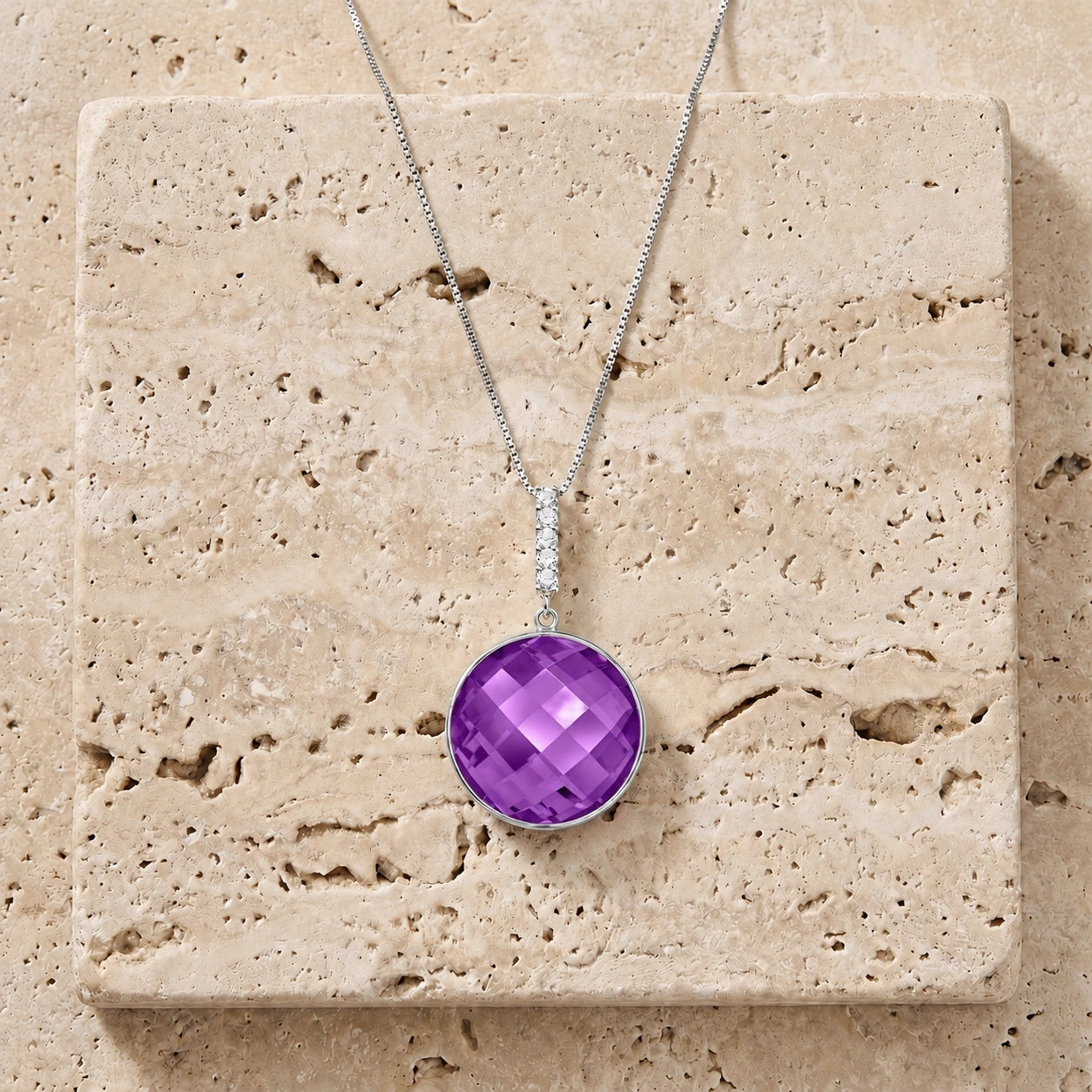 White Gold Pendant Necklace Amethyst 10K — Alida