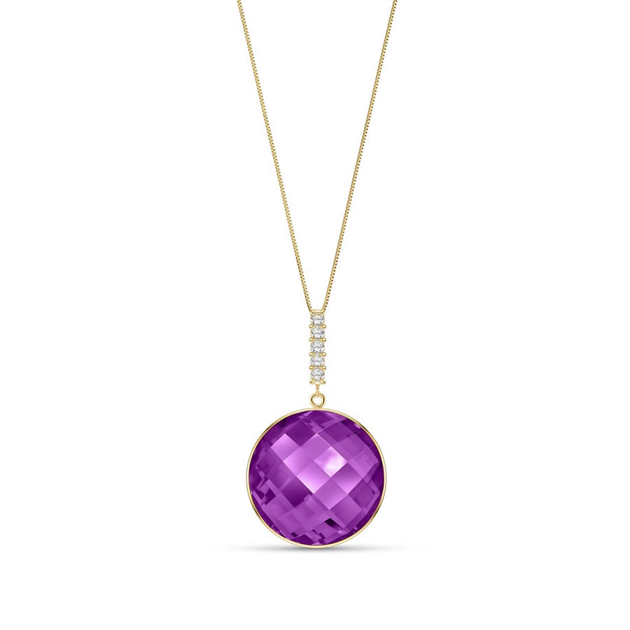 Yellow Gold Pendant Necklace Amethyst 10K — Alida