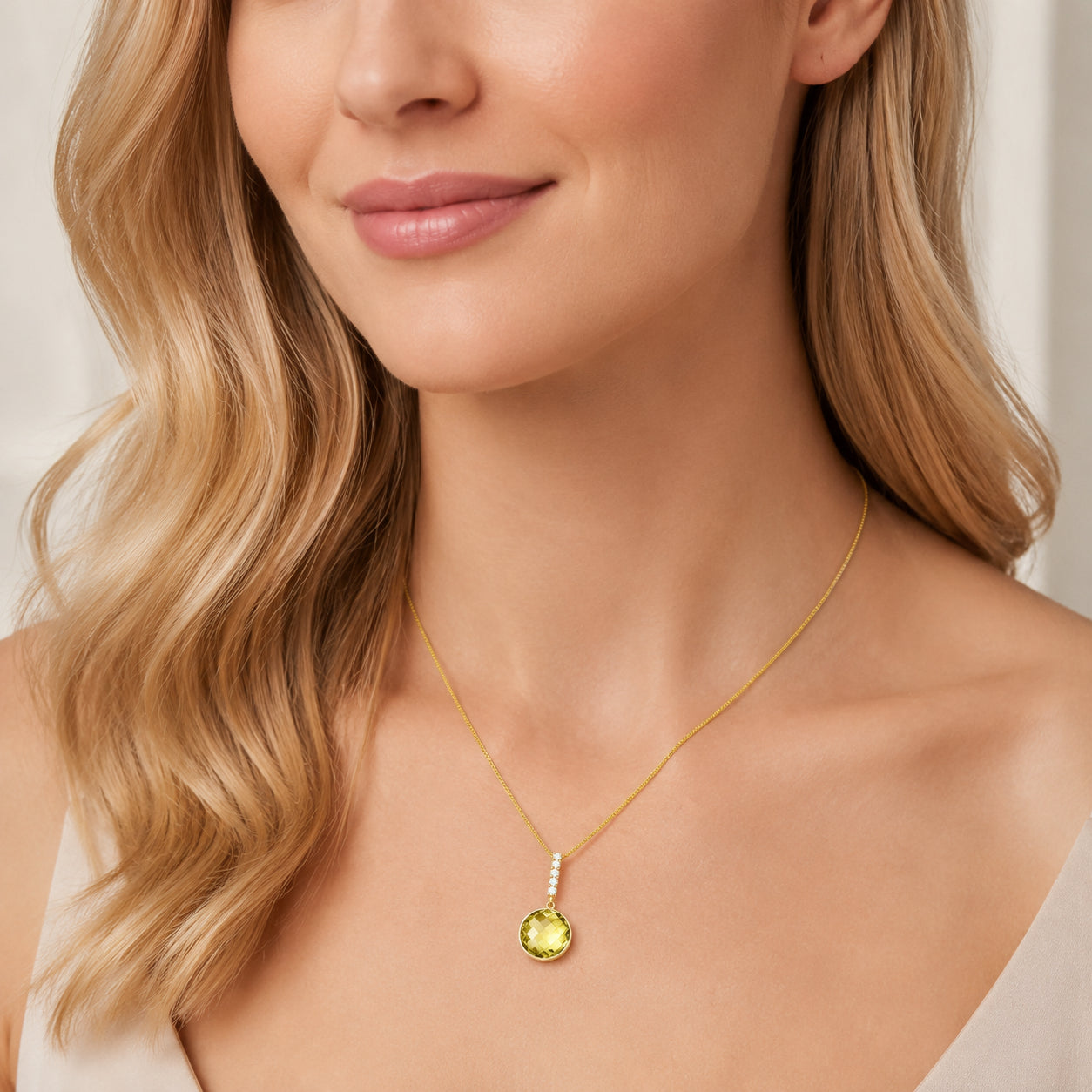Yellow Gold Pendant Necklace Amethyst 10K — Alida