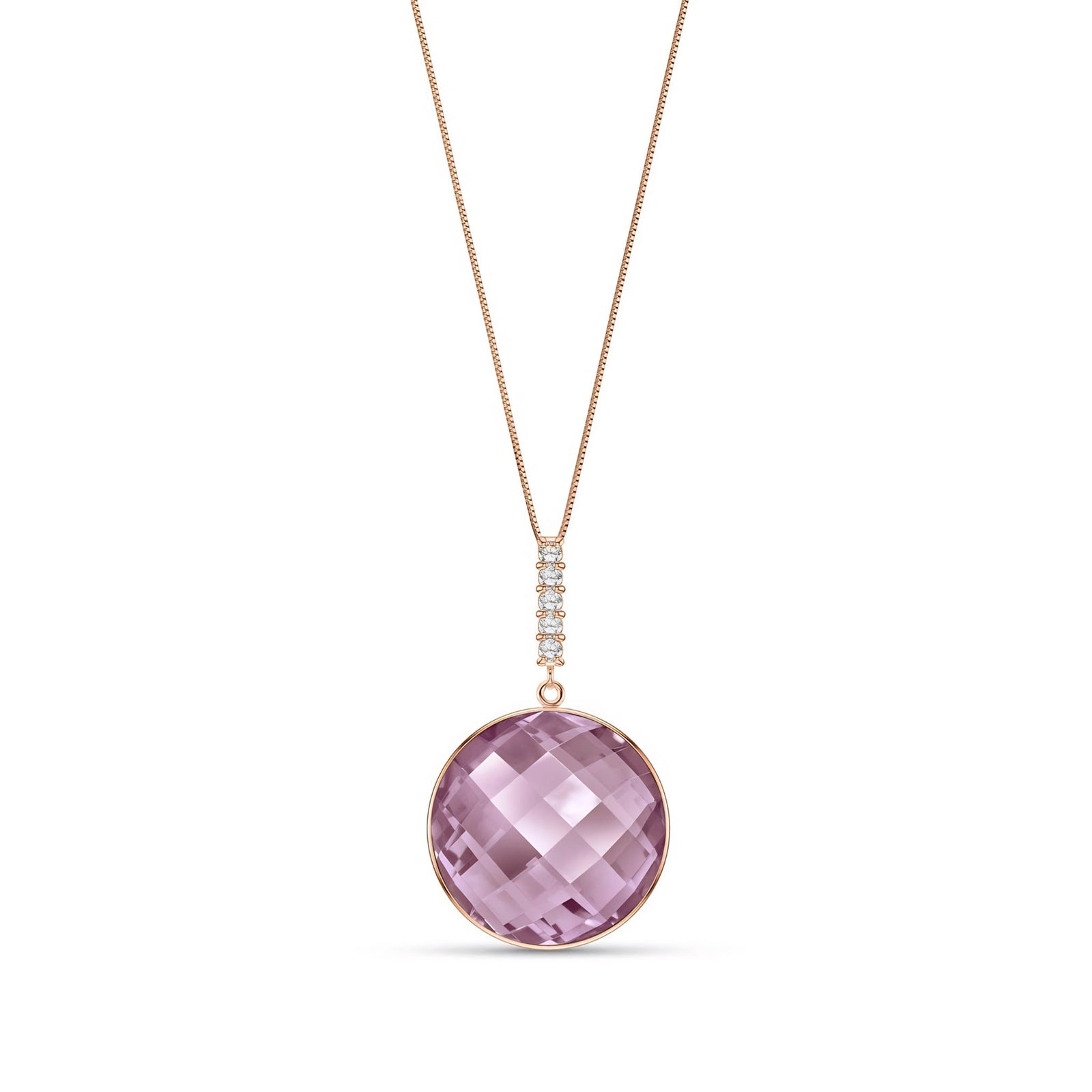Rose Gold Pendant Necklace Green Amethyst 10K — Alida