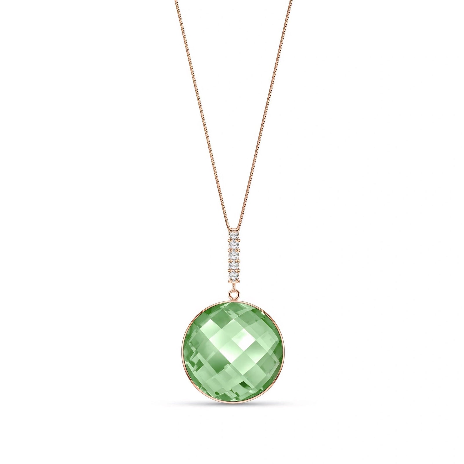 Rose Gold Pendant Necklace Green Amethyst 10K — Alida