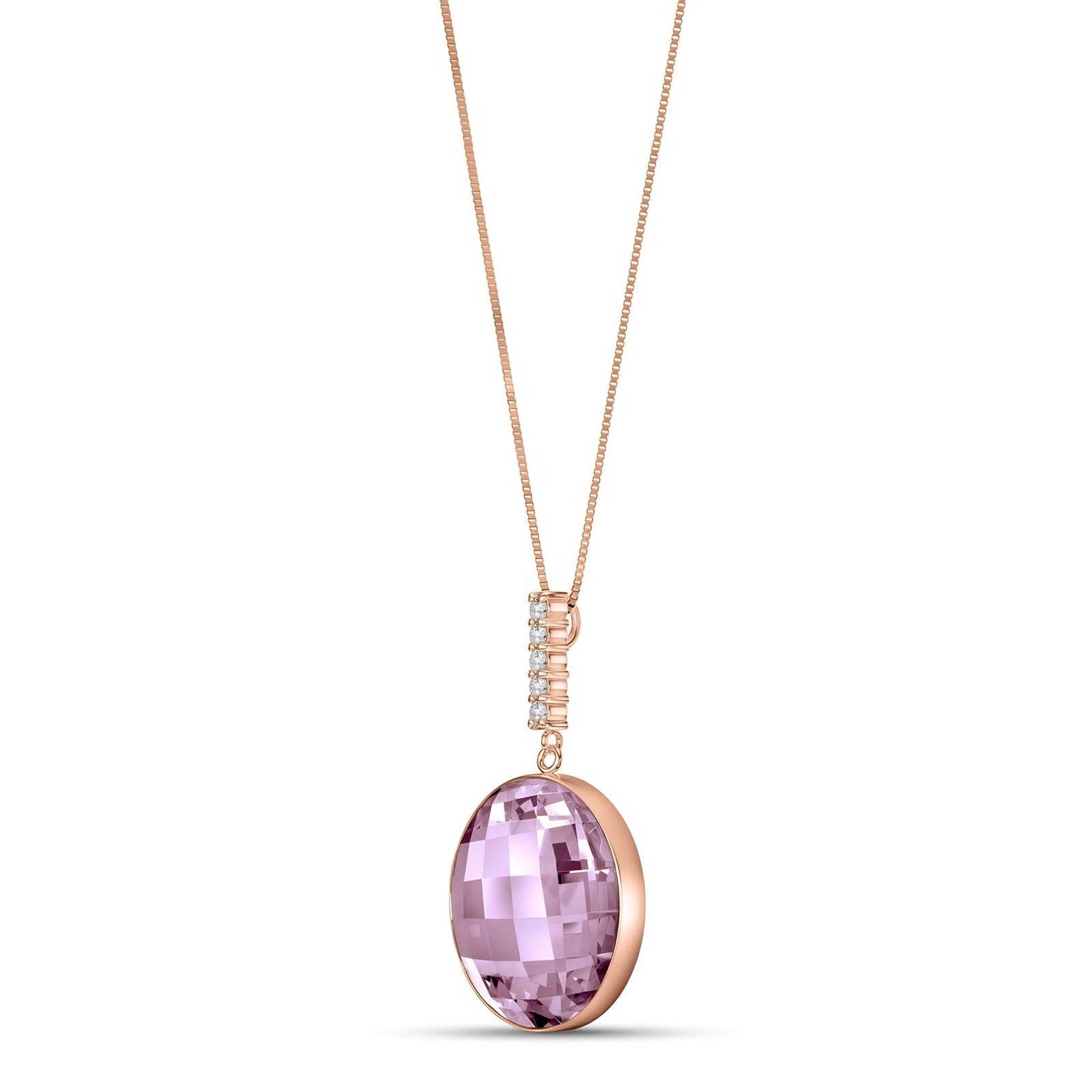 Rose Gold Pendant Necklace Green Amethyst 10K — Alida