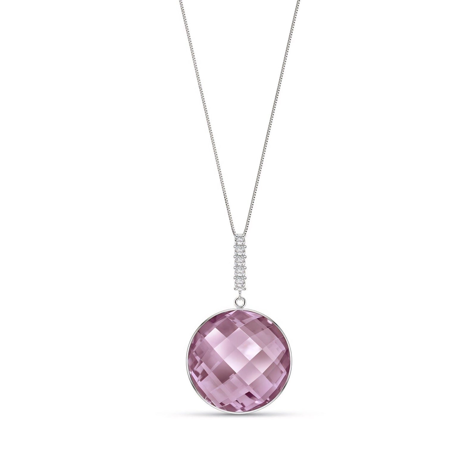 White Gold Pendant Necklace Green Amethyst 10K — Alida