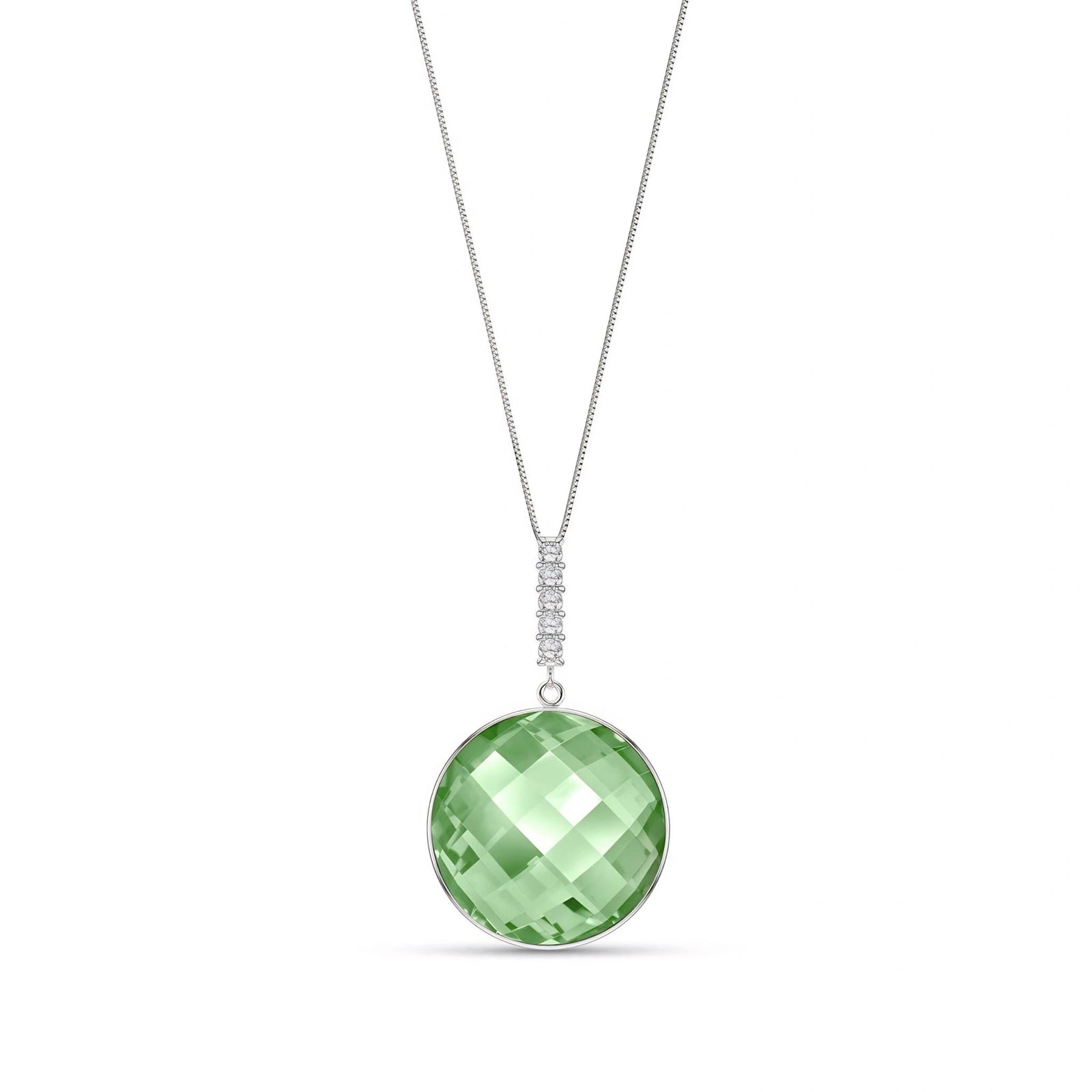 White Gold Pendant Necklace Green Amethyst 10K — Alida