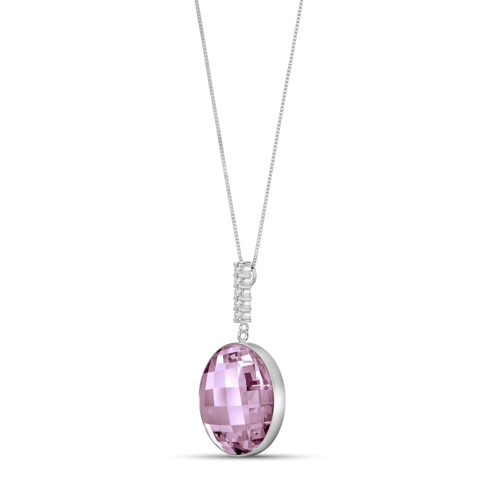White Gold Pendant Necklace Green Amethyst 10K — Alida