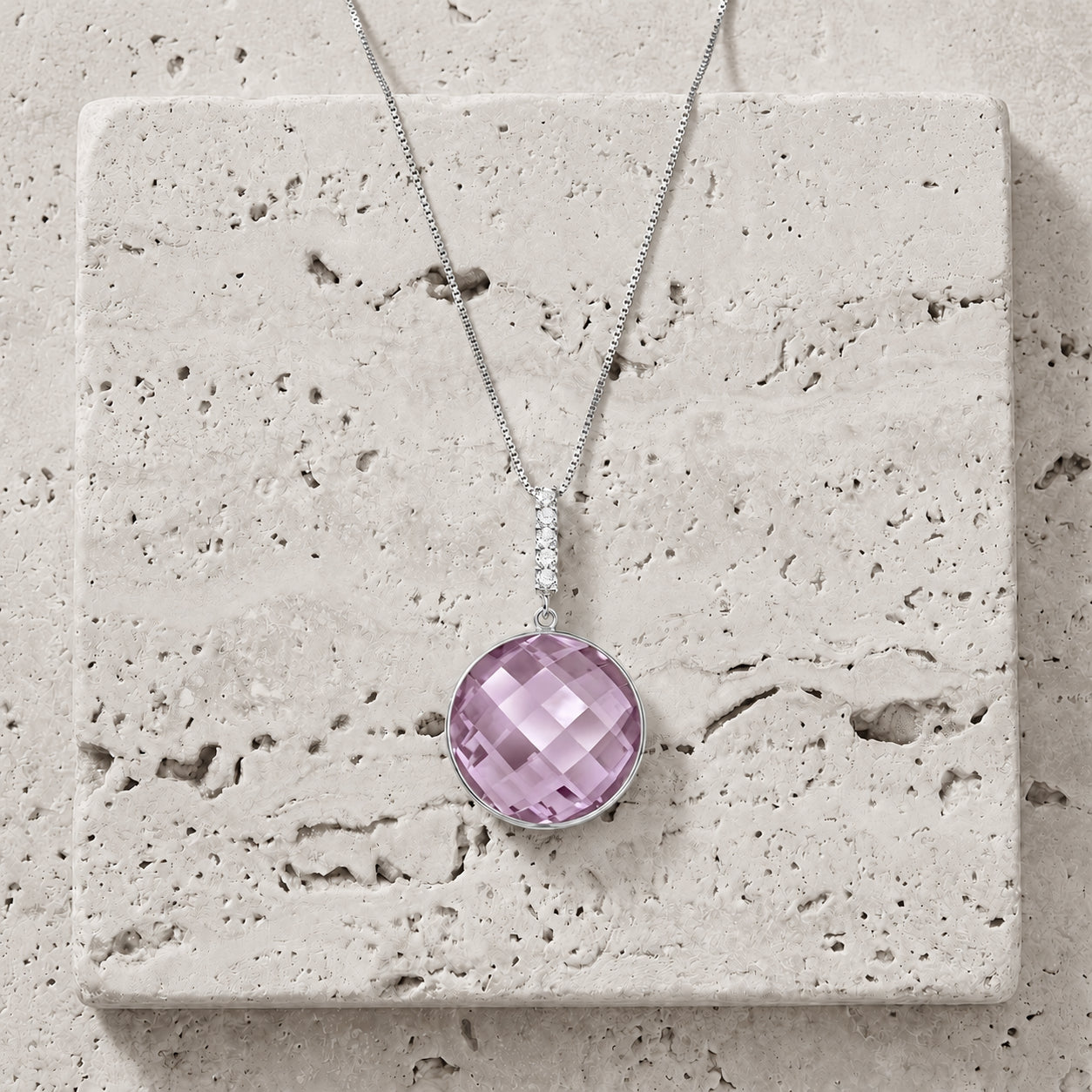 White Gold Pendant Necklace Green Amethyst 10K — Alida