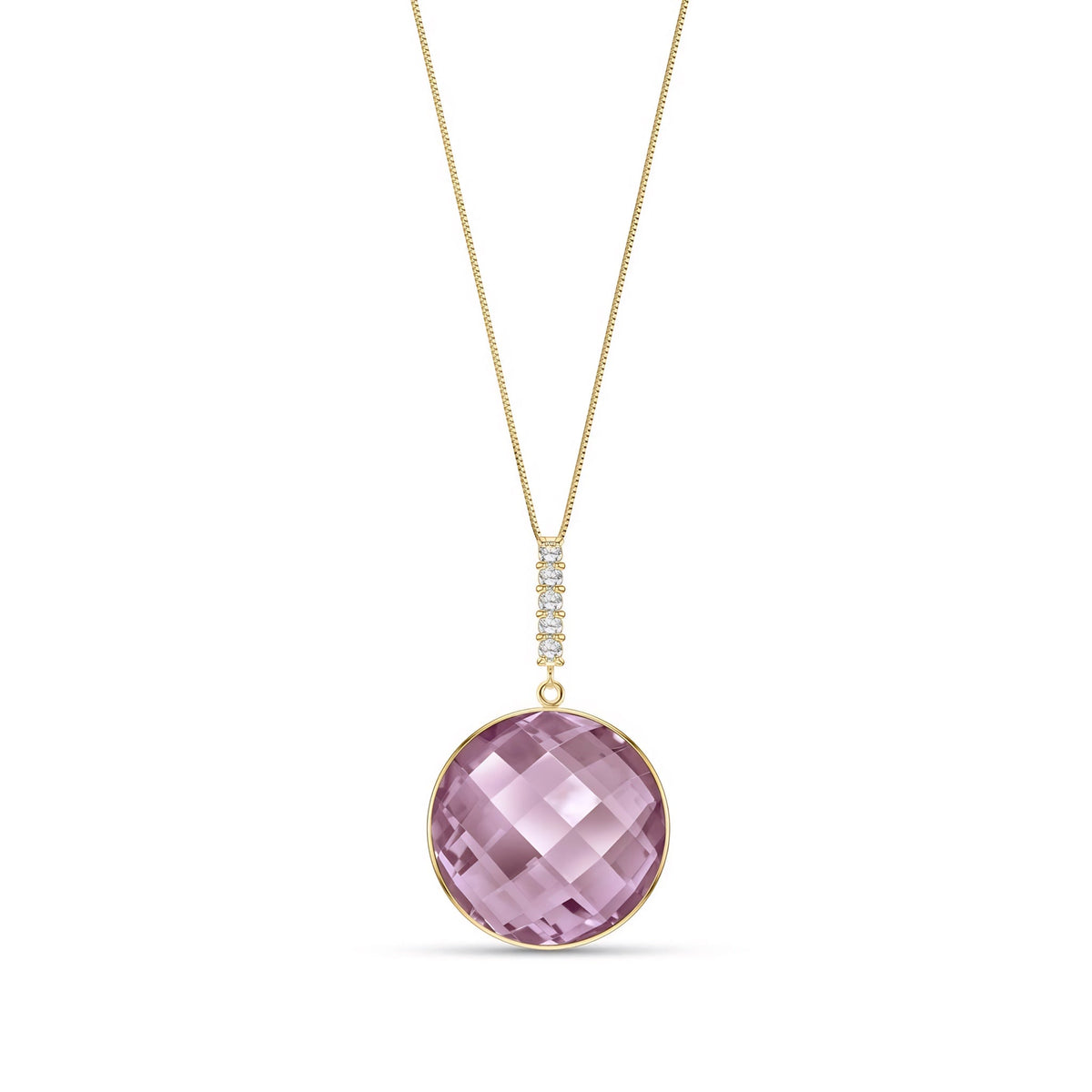 Yellow Gold Pendant Necklace Green Amethyst 10K — Alida