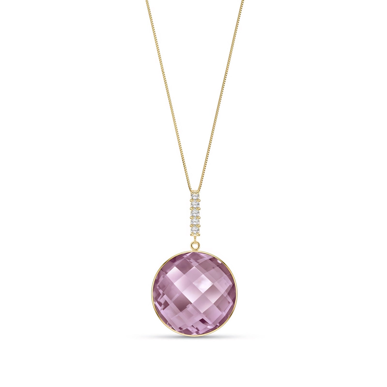 Yellow Gold Pendant Necklace Green Amethyst 10K — Alida