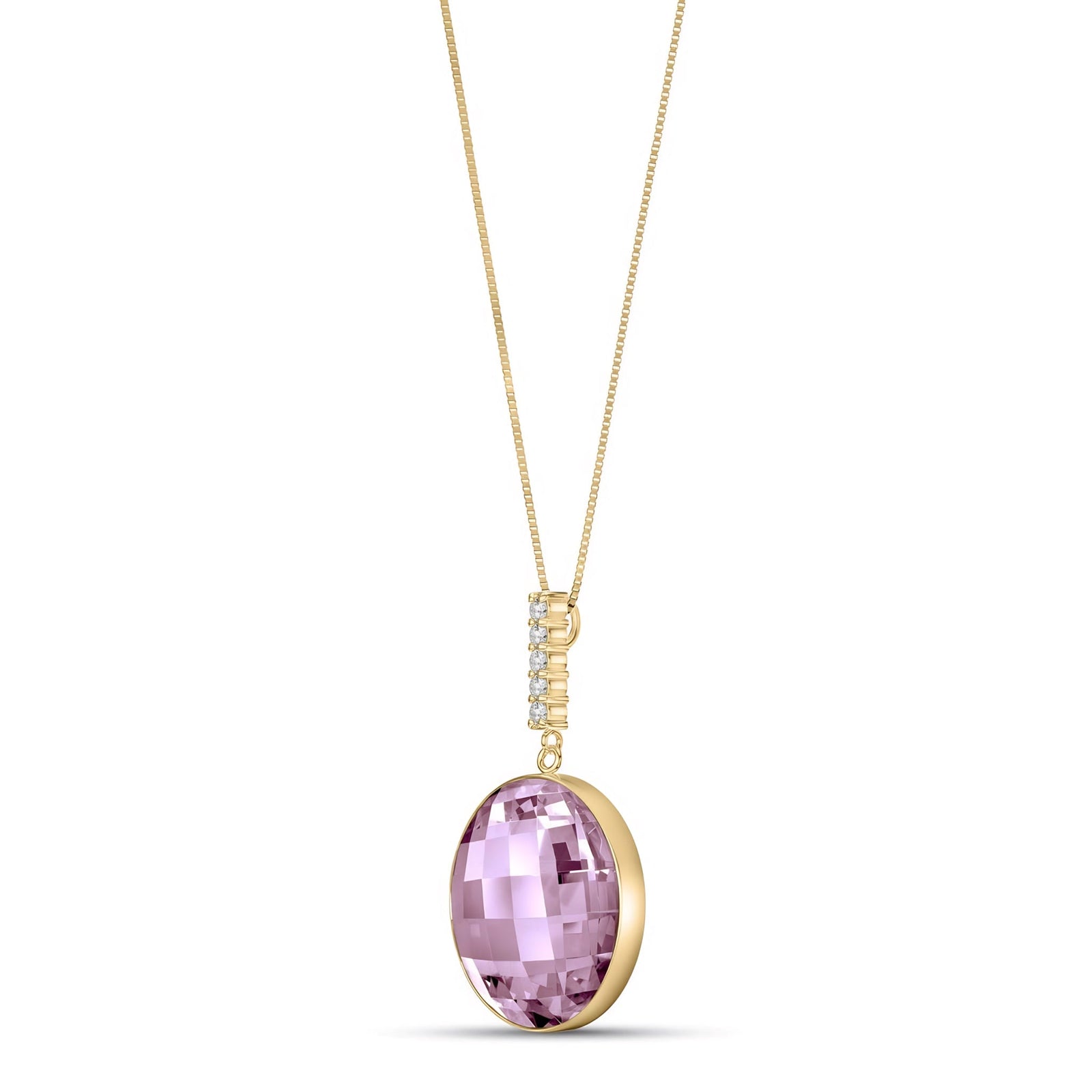 Yellow Gold Pendant Necklace Green Amethyst 10K — Alida