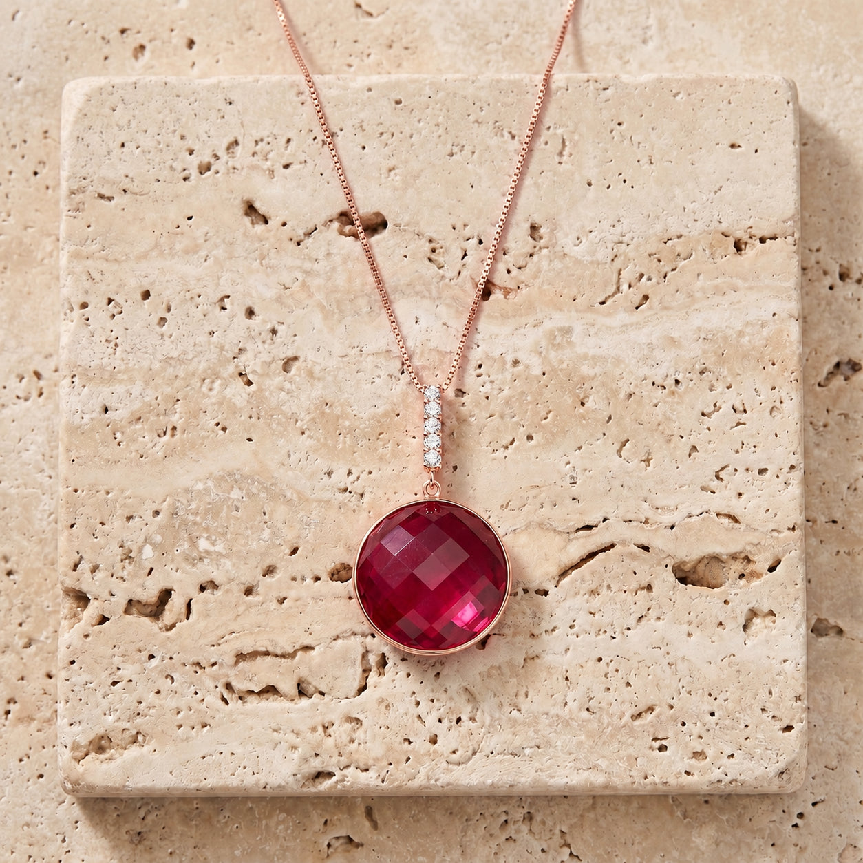 Rose Gold Pendant Necklace White Topaz 10K — Alida