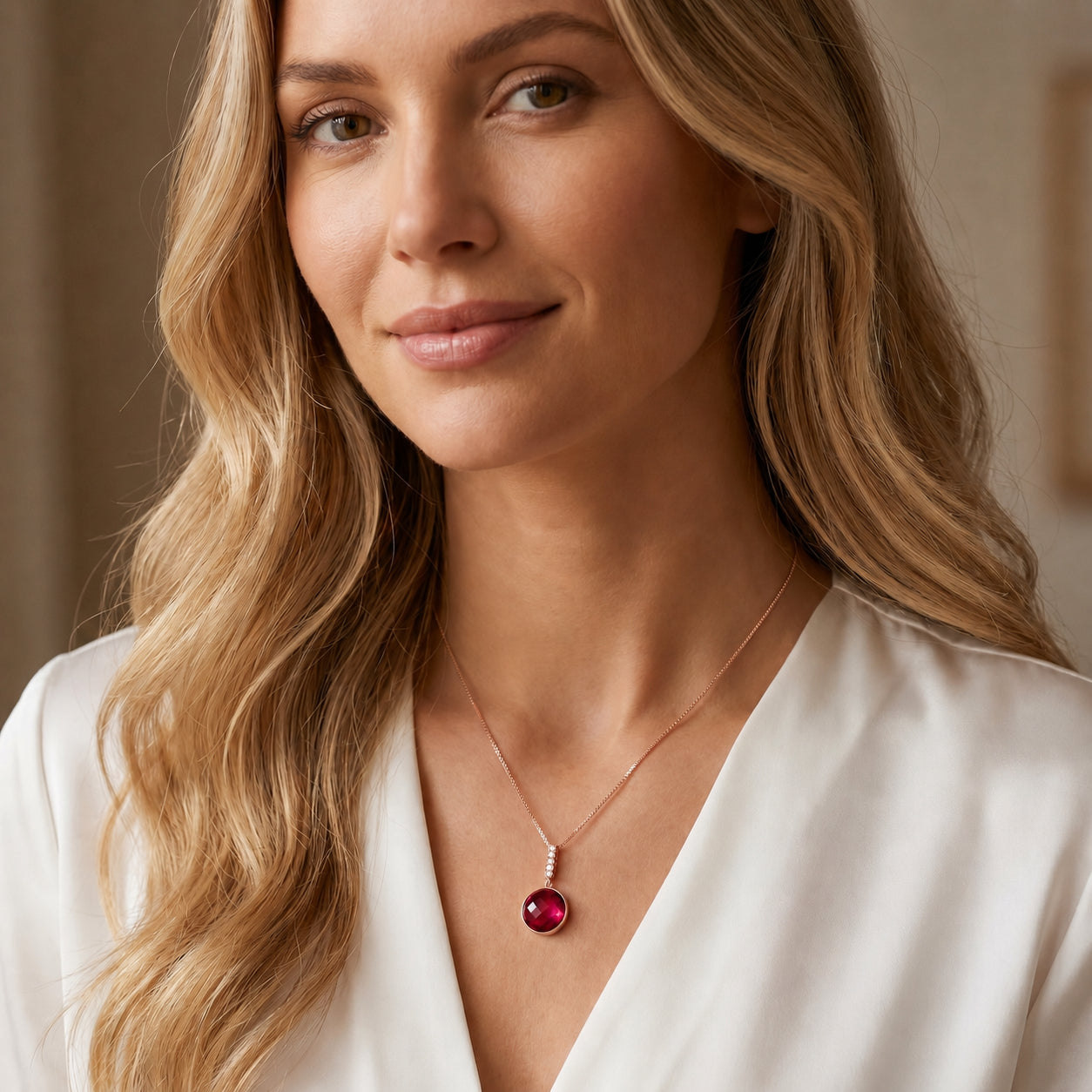Rose Gold Pendant Necklace White Topaz 10K — Alida