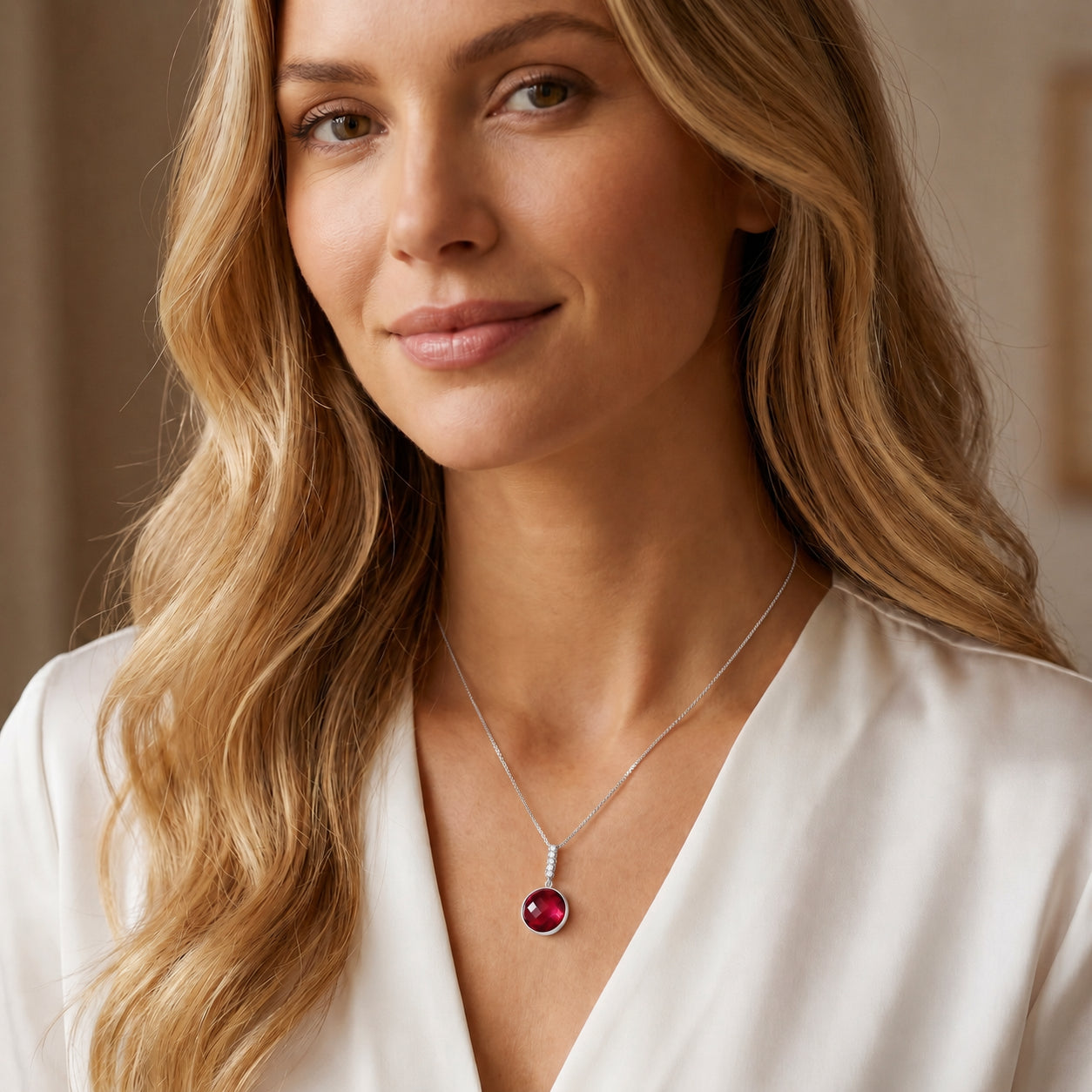 White Gold Pendant Necklace White Topaz 10K — Alida