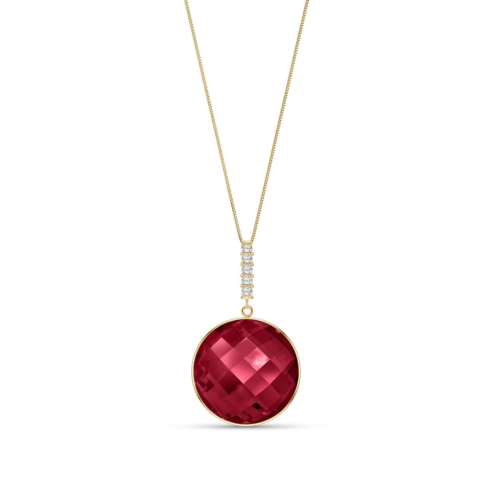 Yellow Gold Pendant Necklace White Topaz 10K — Alida