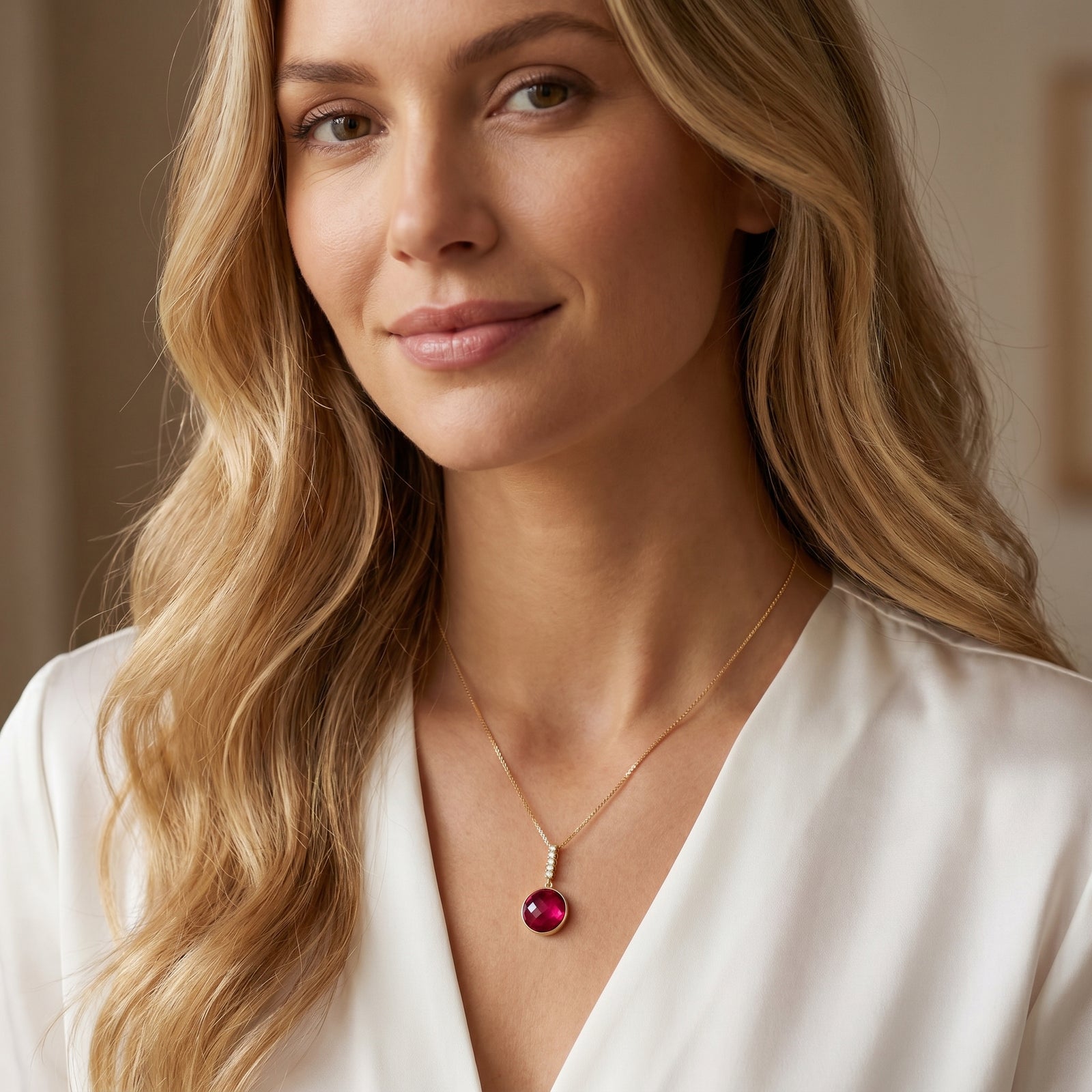 Yellow Gold Pendant Necklace White Topaz 10K — Alida