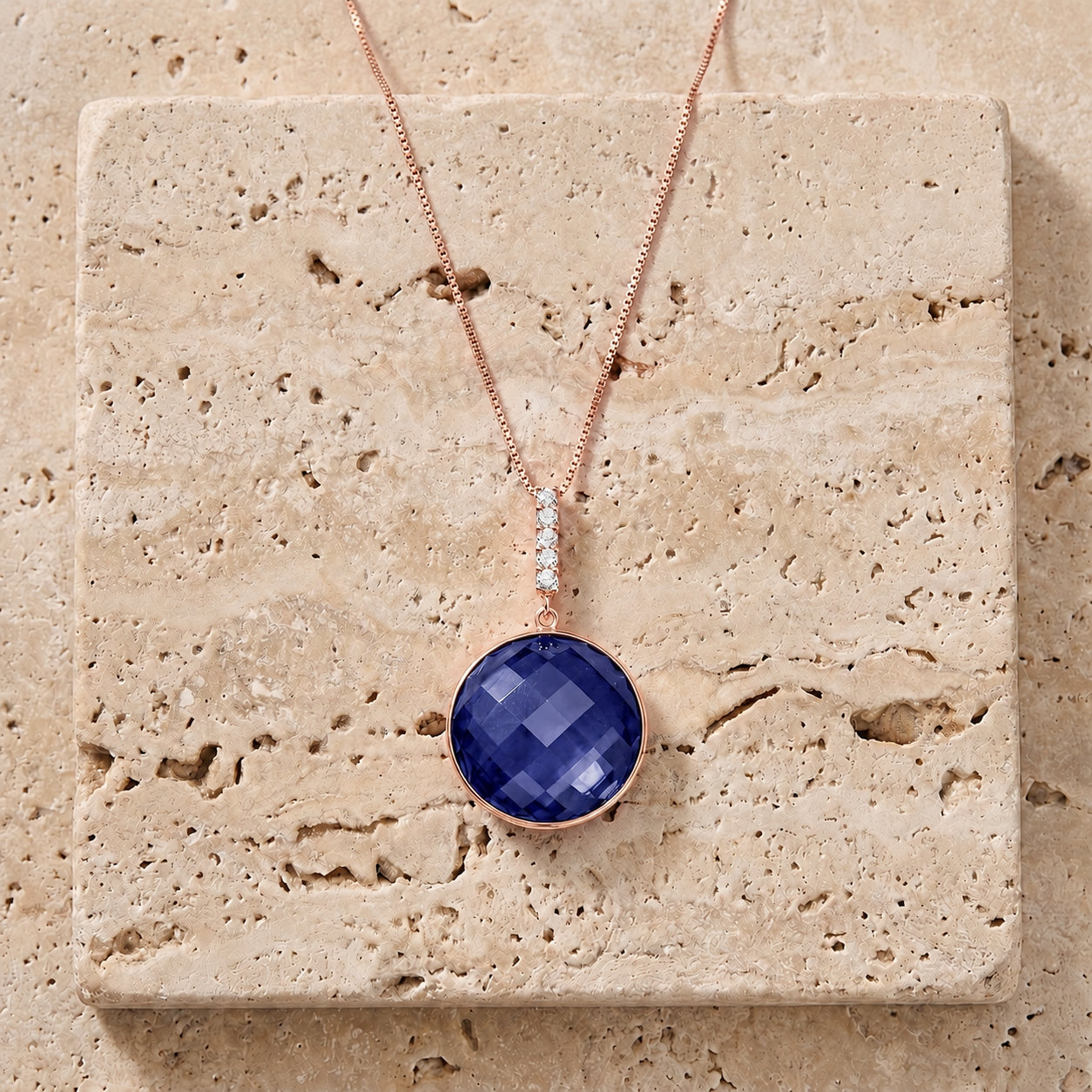 Rose Gold Pendant Necklace Lemon Quartz 10K — Alida