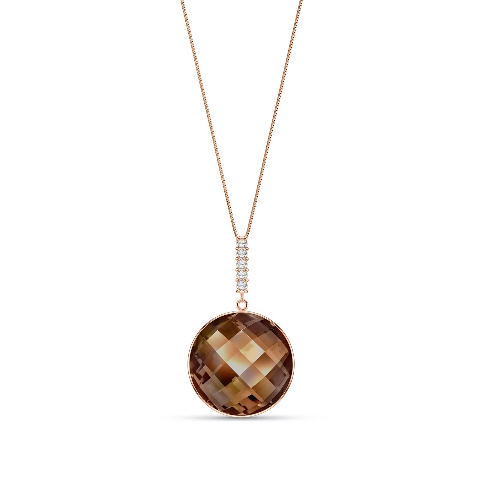 Rose Gold Pendant Necklace Smoky Quartz 10K — Alida