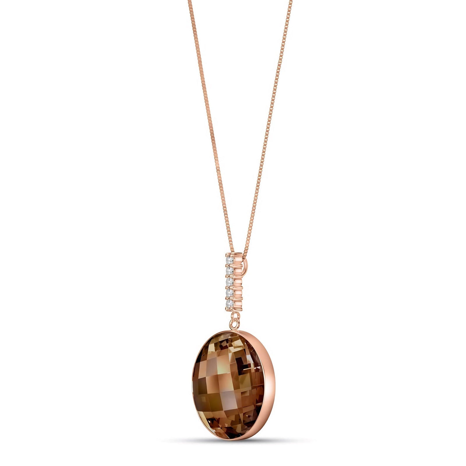 Rose Gold Pendant Necklace Smoky Quartz 10K — Alida