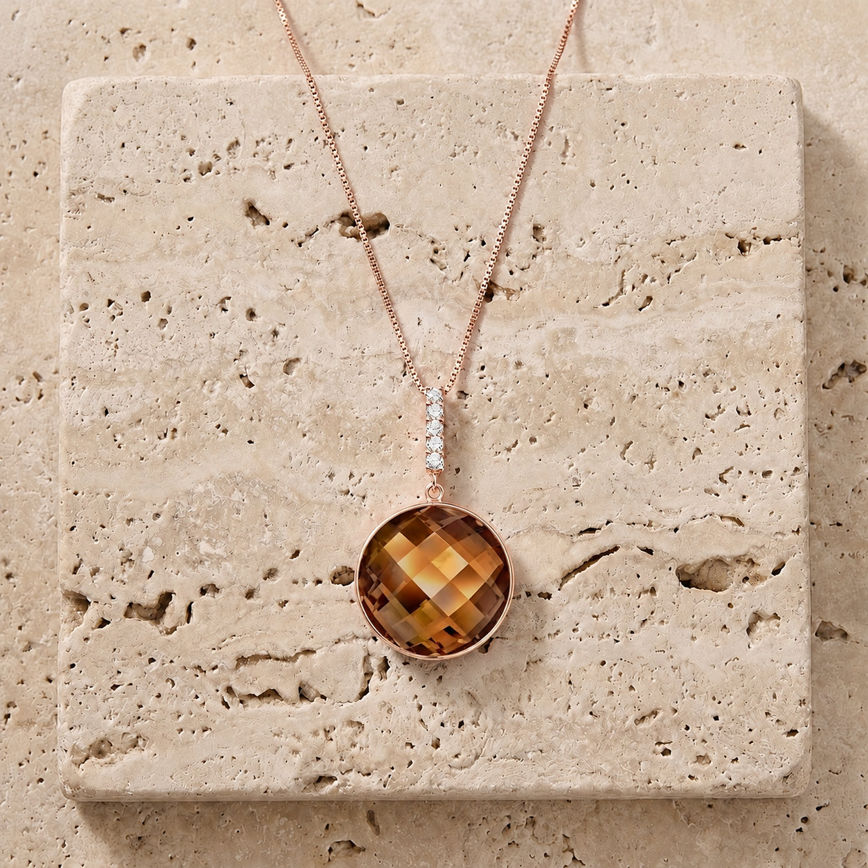 Rose Gold Pendant Necklace Smoky Quartz 10K — Alida