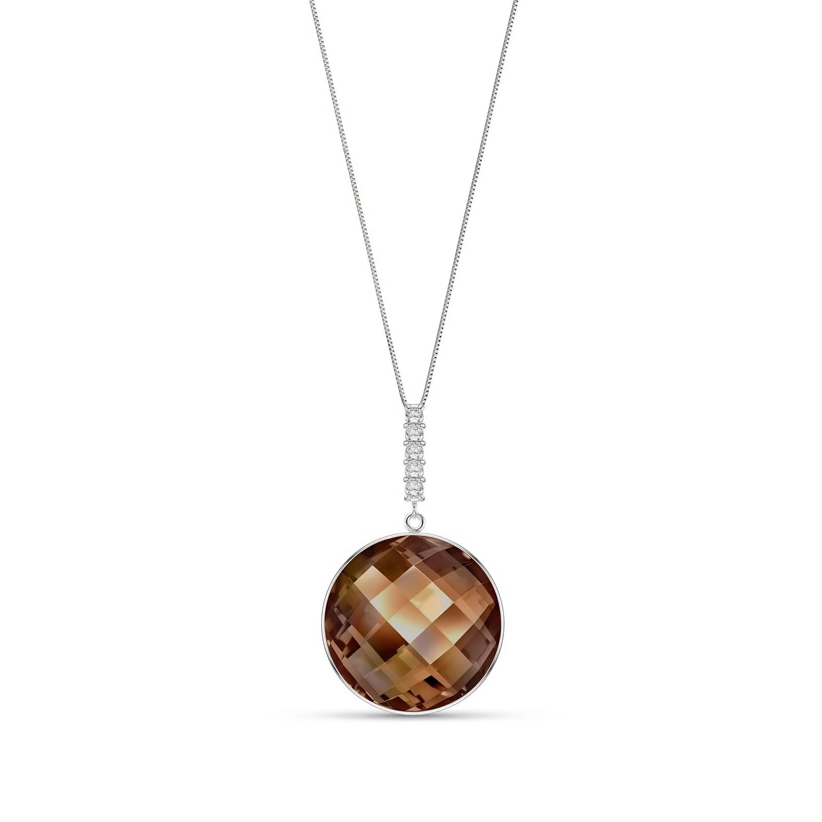 White Gold Pendant Necklace Smoky Quartz 10K — Alida